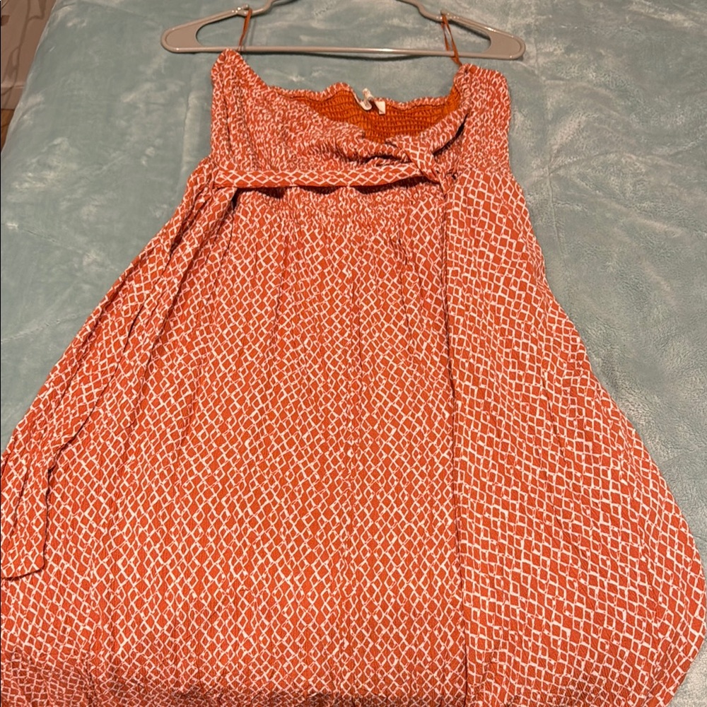 Orange and White Patterned Dress